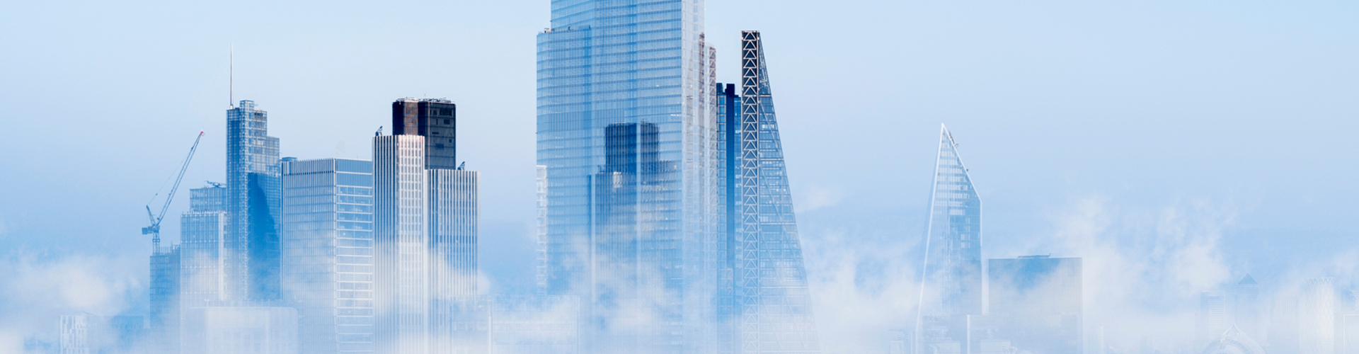 London skyline in a foggy day
