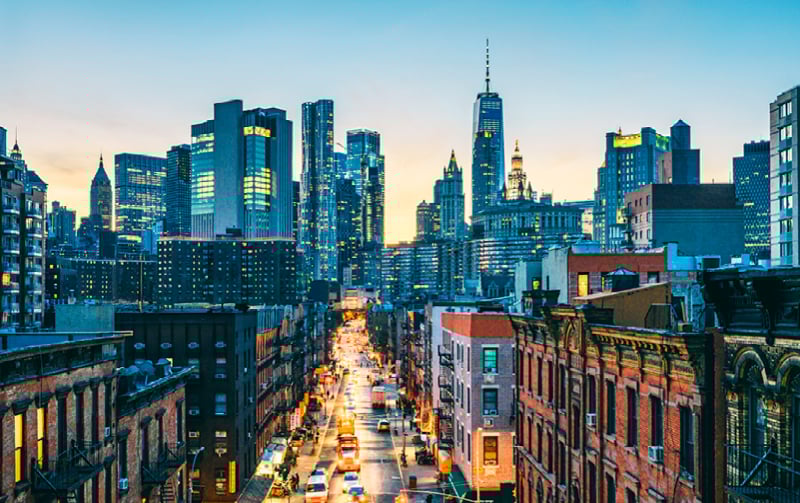 New York skyline in the evening